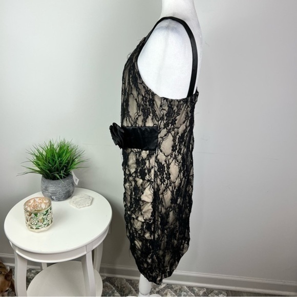 Torrid Sheath Dress Womens Black Floral Stretch Scoop Neck Sleeveless Lace Zip L - Picture 4 of 9